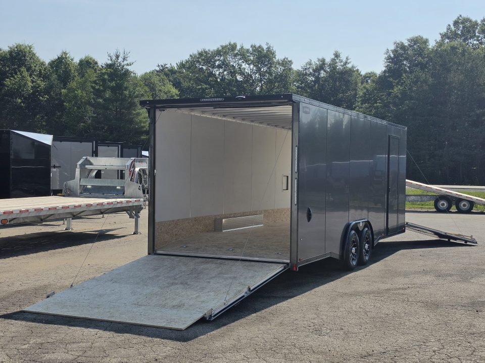 New 8 X 22 CAR HAULER ENCLOSED W / 48"FRONT DROP-DOWN DOOR 5200# AXLES ALL ALUMINUM 2026 LIGHTNING
