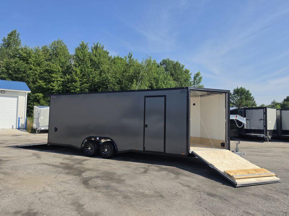 New 8 X 22 CAR HAULER ENCLOSED W / 48"FRONT DROP-DOWN DOOR 5200# AXLES ALL ALUMINUM 2026 LIGHTNING