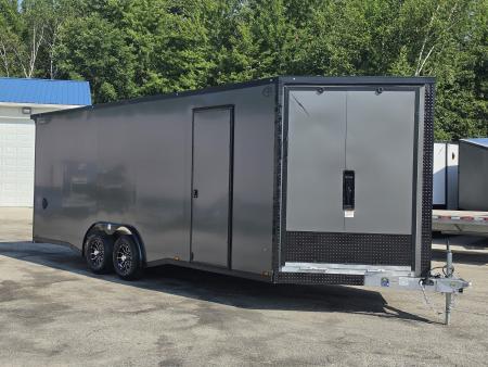 New 8 X 22 CAR HAULER ENCLOSED W / 48"FRONT DROP-DOWN DOOR 5200# AXLES ALL ALUMINUM 2026 LIGHTNING
