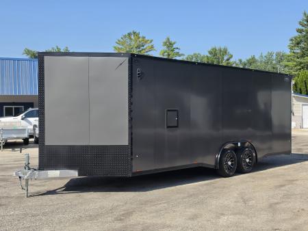New 8 X 22 CAR HAULER ENCLOSED W / 48"FRONT DROP-DOWN DOOR 5200# AXLES ALL ALUMINUM 2026 LIGHTNING