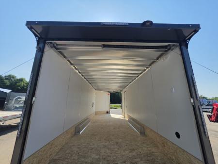 New 8 X 22 CAR HAULER ENCLOSED W / 48"FRONT DROP-DOWN DOOR 5200# AXLES ALL ALUMINUM 2026 LIGHTNING