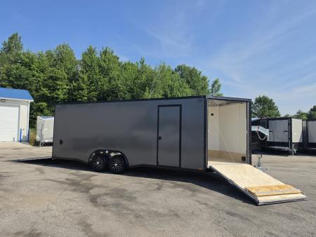 New 8 X 22 CAR HAULER ENCLOSED W / 48 FRONT DROP-DOWN DOOR 5200# AXLES ALL ALUMINUM 2026 LIGHTNING