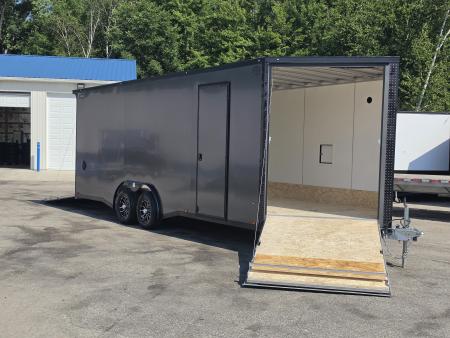 New 8 X 22 CAR HAULER ENCLOSED W / 48"FRONT DROP-DOWN DOOR 5200# AXLES ALL ALUMINUM 2026 LIGHTNING