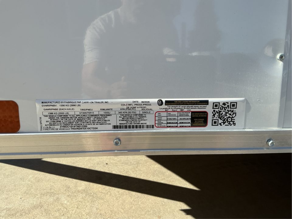 New 2026 Trail Marshal 6X10CTD3K 6FT X 10FT 2990 GVW Cargo / Enclosed Trailer