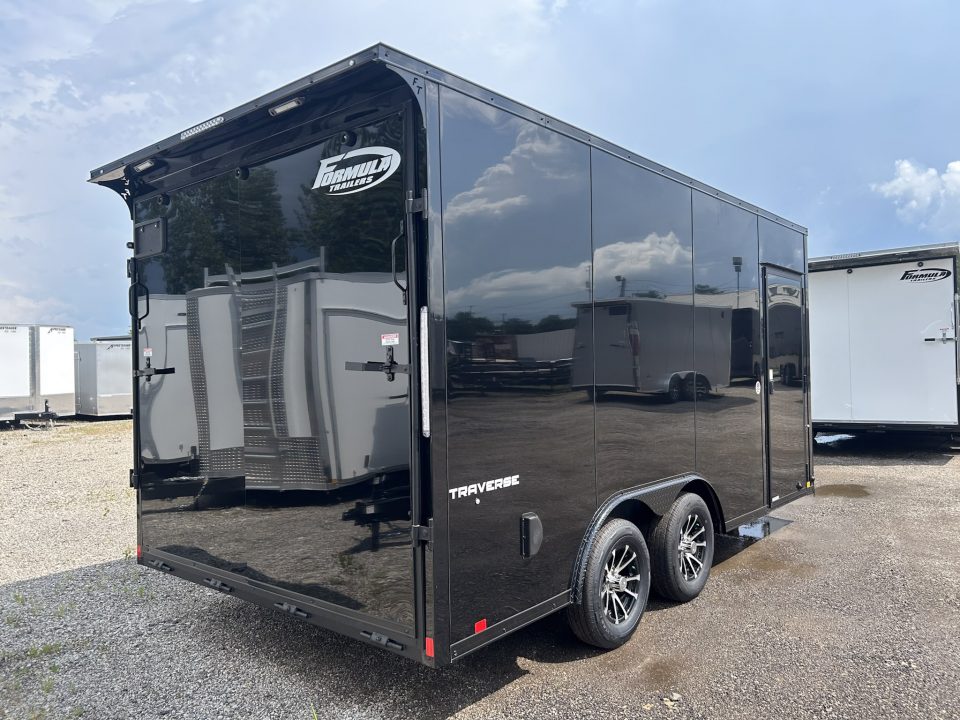 New 2026 Formula Trailers 8.5 X 16 FT ENCLOSED V-NOSE CARGO TRAILER RAMP DOOR 7 FT INT BLACK OUT 7K GVWR