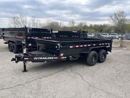 New 2027 PJ Trailers 7 X 14 FT I-BEAM FRAME DUMP TRAILER 14K GVWR SPREAD GATE TARP KIT