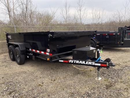 New 2027 PJ Trailers 7 X 14 FT DUMP TRAILER 14K GVWR SPREAD GATE TARP KIT