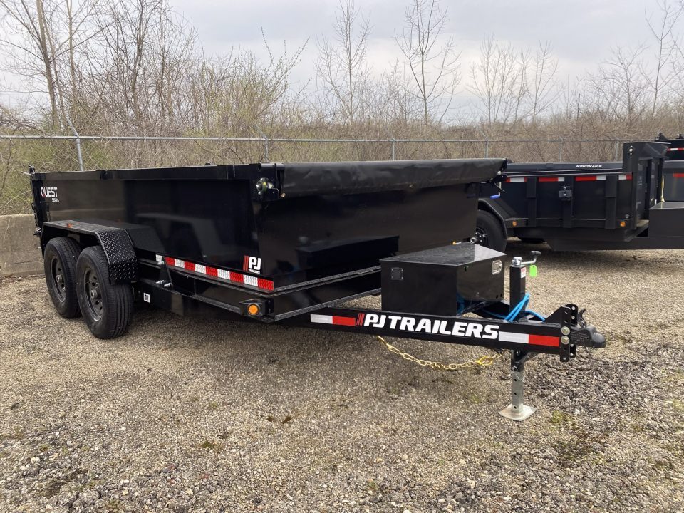 New 2027 PJ Trailers 7 X 14 FT DUMP TRAILER 14K GVWR SPREAD GATE TARP KIT