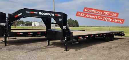 New 2027 Good Guys Trailers 102  x 28' Low-Pro w/8K Axles/17.5 Tires, Flatbed Trailer