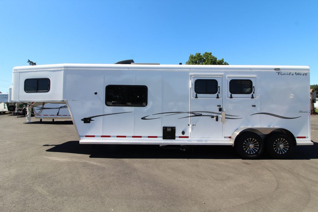 New 2027 Trails West Classic 10 x 10 Living Quarters - SOLAR - Pass Through Door - Escape Door - 2 Horse Trailer