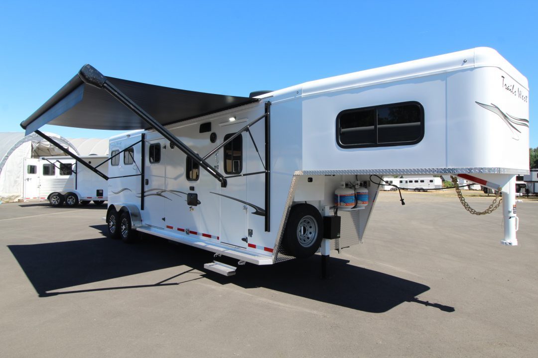 New 2027 Trails West Classic 10 x 10 Living Quarters - SOLAR - Pass Through Door - Escape Door - 2 Horse Trailer
