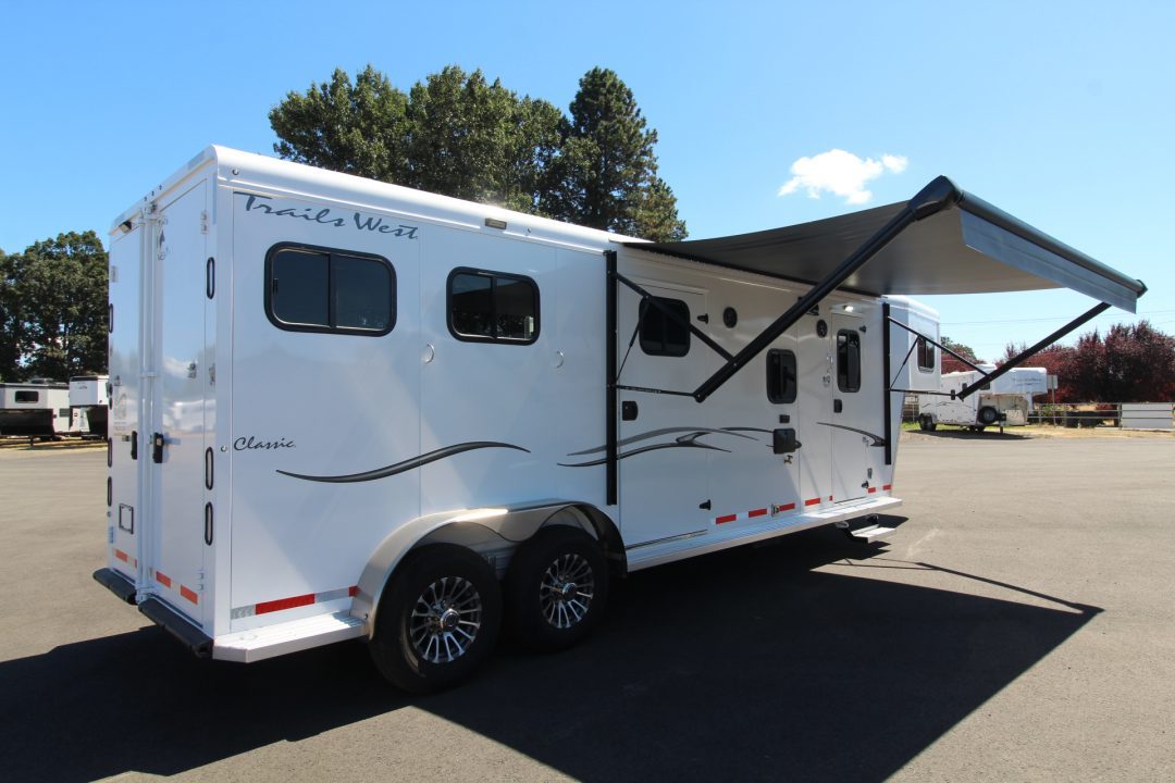 New 2027 Trails West Classic 10 x 10 Living Quarters - SOLAR - Pass Through Door - Escape Door - 2 Horse Trailer