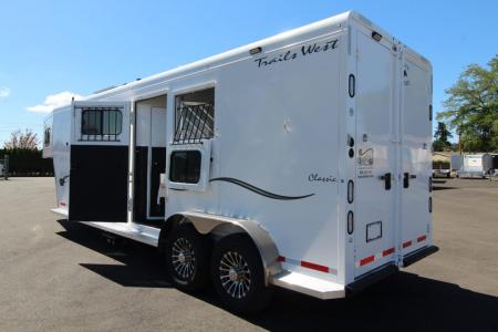 New 2027 Trails West Classic 10 x 10 Living Quarters - SOLAR - Pass Through Door - Escape Door - 2 Horse Trailer