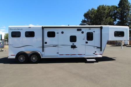 New 2027 Trails West Classic 10 x 10 Living Quarters - SOLAR - Pass Through Door - Escape Door - 2 Horse Trailer