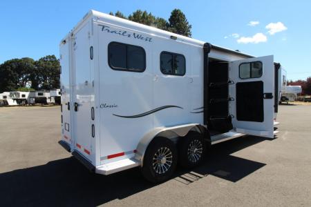 New 2027 Trails West Classic 10 x 10 Living Quarters - SOLAR - Pass Through Door - Escape Door - 2 Horse Trailer