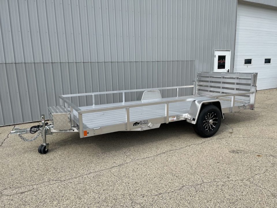 New 2027 Black Rhino Aluminum 81"X14' LSS714A-5K w/ Brakes, Toolbox & Bi-Fold Gate (UTV / Side by Side) Utility Trailer