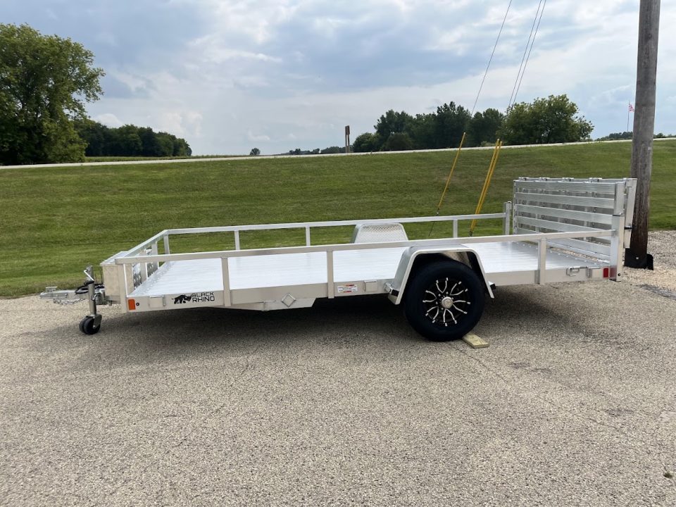 New 2027 Black Rhino Aluminum 81"X14' LSS714A-5K w/ Brakes, Toolbox & Bi-Fold Gate (UTV / Side by Side) Utility Trailer