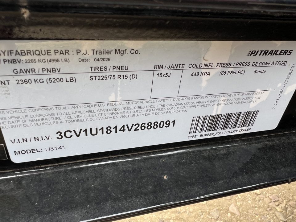 New 2027 PJ Trailers 14' ATV Utility U8 5K Axle Utility Trailer