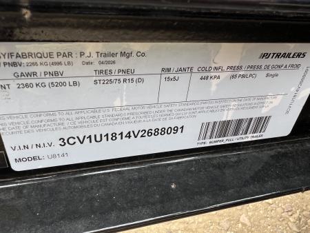New 2027 PJ Trailers 14' ATV Utility U8 5K Axle Utility Trailer