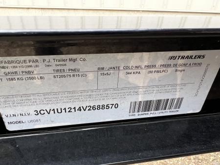New 2027 PJ Trailers 8' Utility U6 Utility Trailer