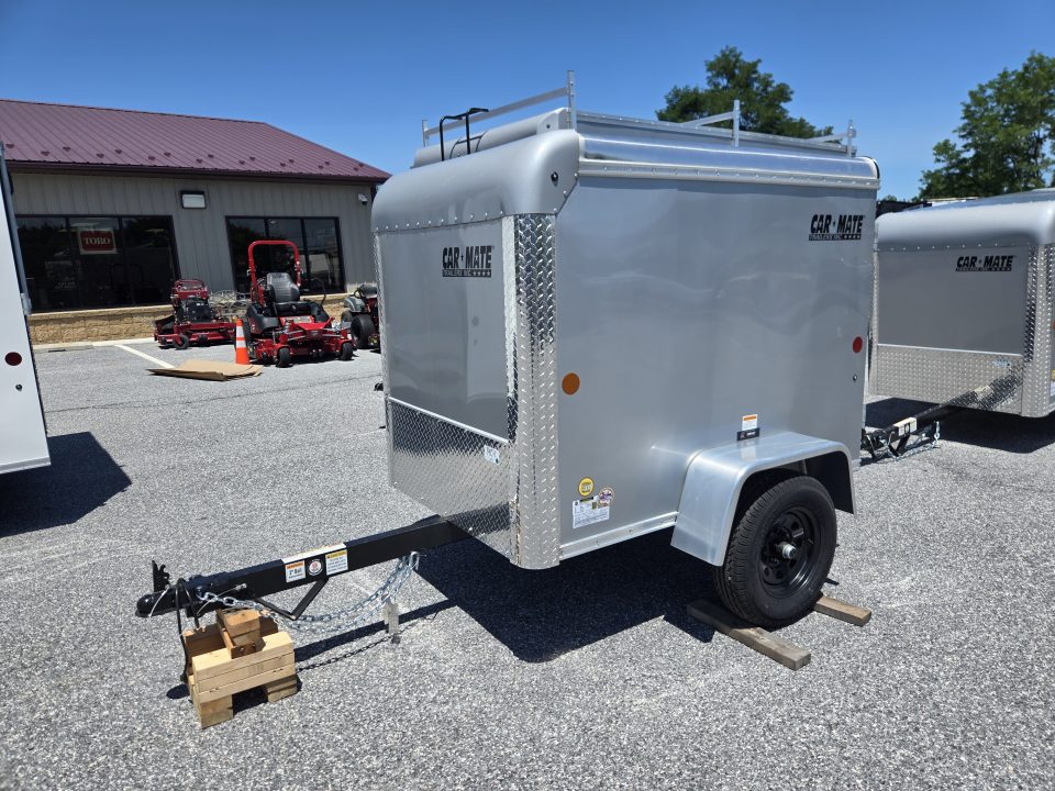 New 4 x 6 Car-Mate Custom Cargo Trailer, 2k GVWR **Silver w/ Black Spoke Wheels
