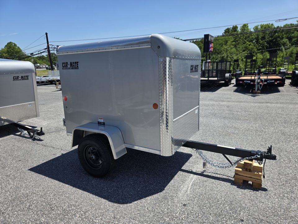 New 4 x 6 Car-Mate Custom Cargo Trailer, 2k GVWR **Silver w/ Black Spoke Wheels