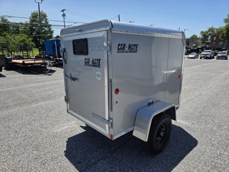 New 4 x 6 Car-Mate Custom Cargo Trailer, 2k GVWR **Silver w/ Black Spoke Wheels