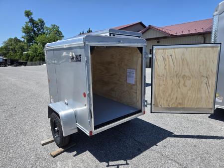 New 4 x 6 Car-Mate Custom Cargo Trailer, 2k GVWR **Silver w/ Black Spoke Wheels
