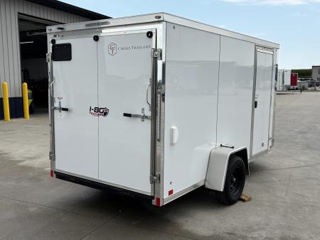 New 2026 Cross White 6'x12' 3k Alpha Flat Top V-Nose Enclosed Cargo Trailer