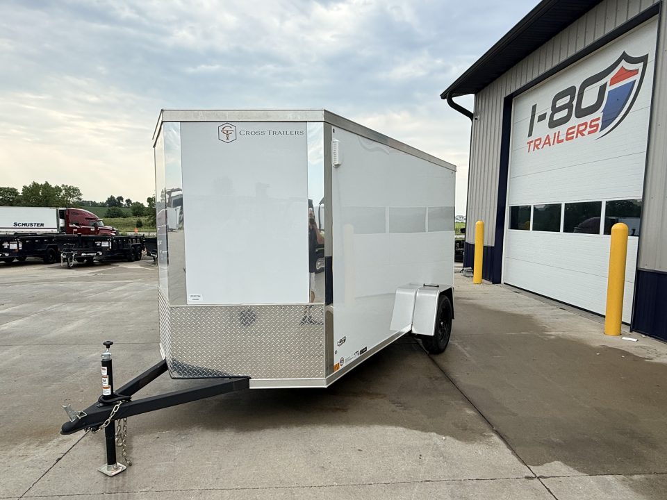 New 2026 Cross White 6'x12' 3k Alpha Flat Top V-Nose Enclosed Cargo Trailer