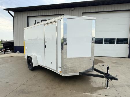 New 2026 Cross White 6'x12' 3k Alpha Flat Top V-Nose Enclosed Cargo Trailer