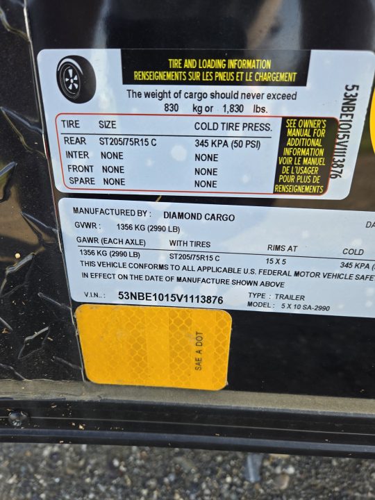 New 2027 Diamond Cargo 5X10SA-2990 Cargo / Enclosed Trailer
