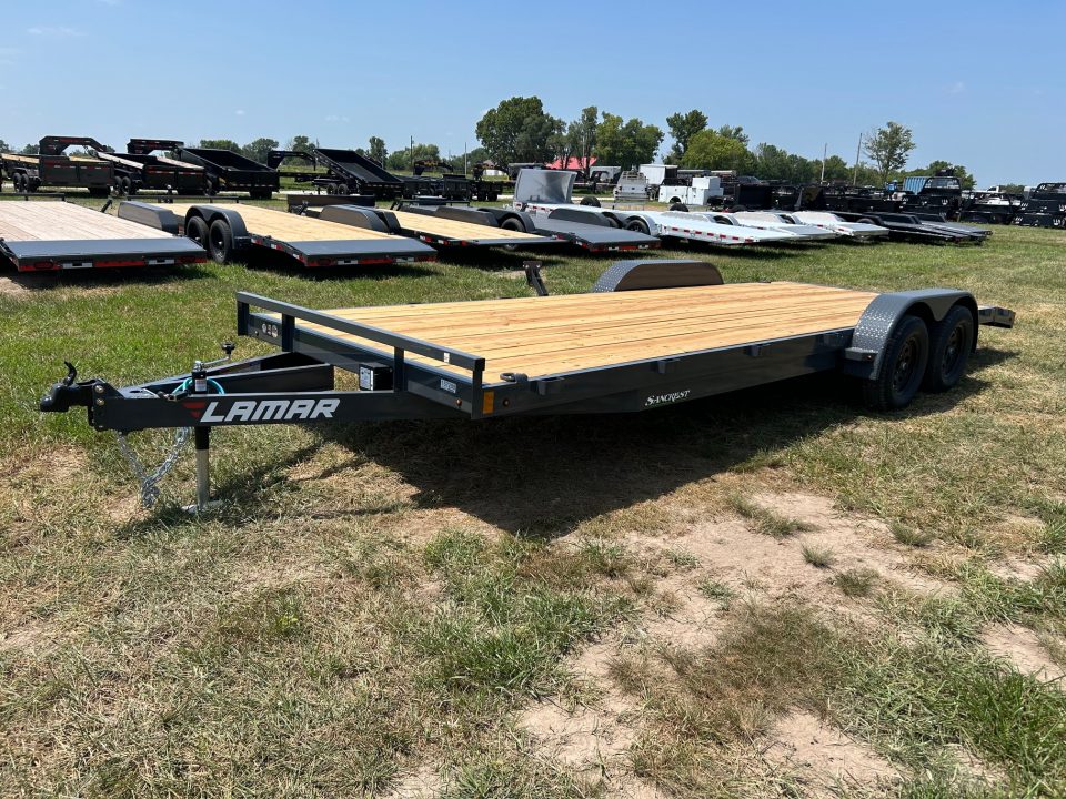 New 2027 Lamar 83x22 Tandem 7K Carhauler w/ 2' Dove & Slide In Ramps