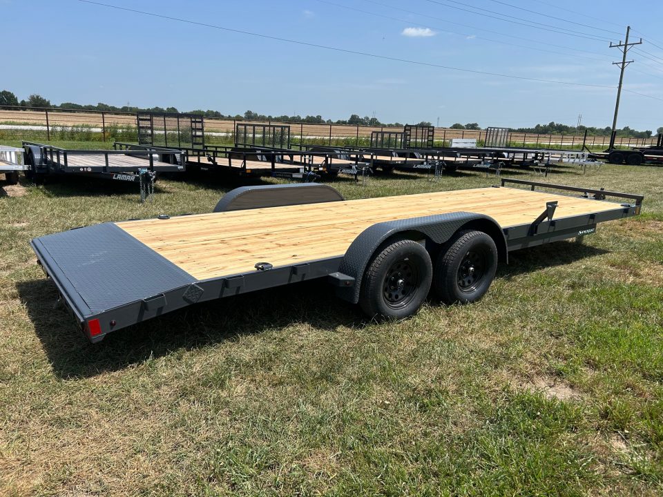 New 2027 Lamar 83x22 Tandem 7K Carhauler w/ 2' Dove & Slide In Ramps