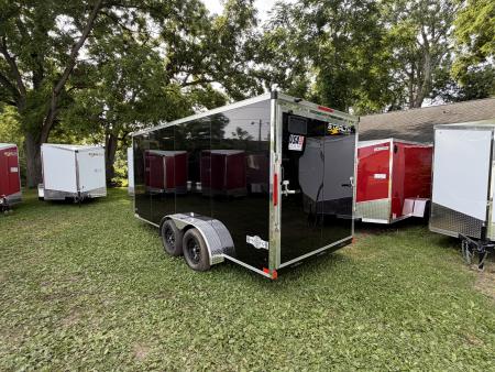 New 2026 Stealth 7 X 16 Cargo / Enclosed Trailer with Ramp Door and 6ft 6in interior Height Screwless - Light Lid Roof