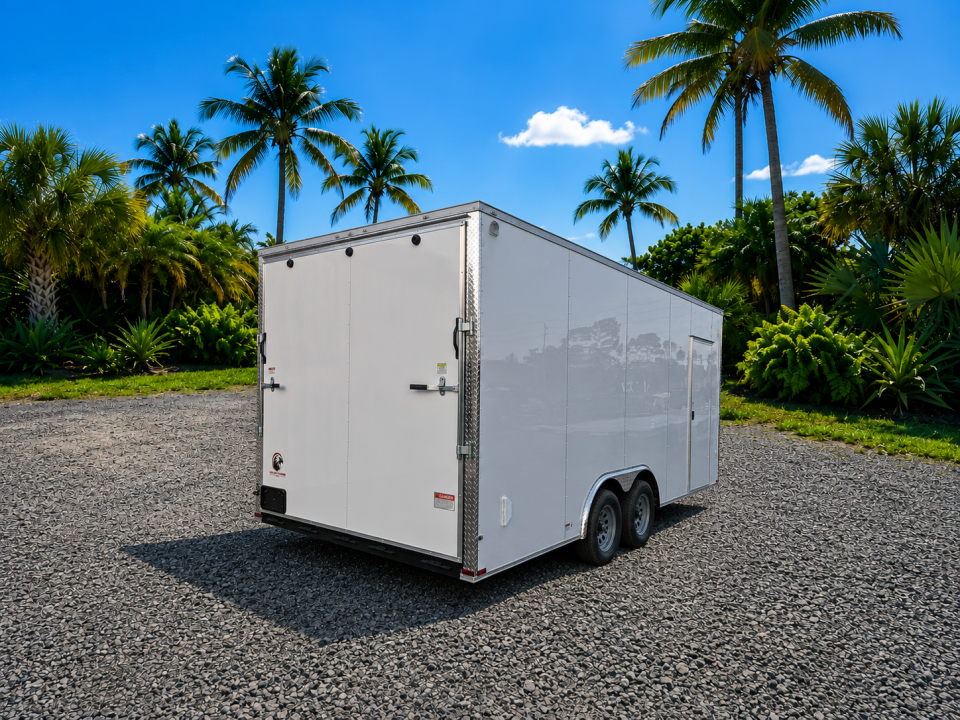 New 2026 8.5x20 Tandem Axle Enclosed Trailer | 12" Extra Height | Flat Front | White