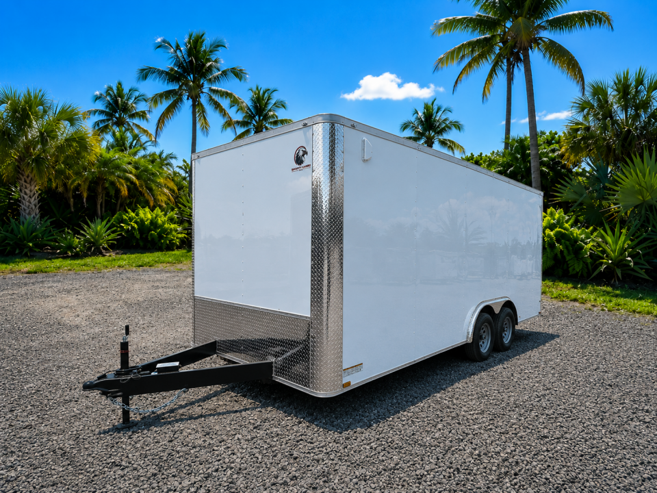 New 2026 8.5x20 Tandem Axle Enclosed Trailer | 12" Extra Height | Flat Front | White