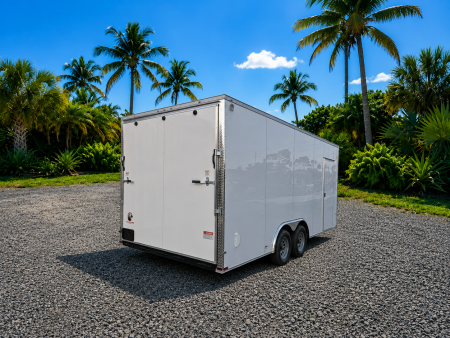 New 2026 8.5x20 Tandem Axle Enclosed Trailer | 12" Extra Height | Flat Front | White