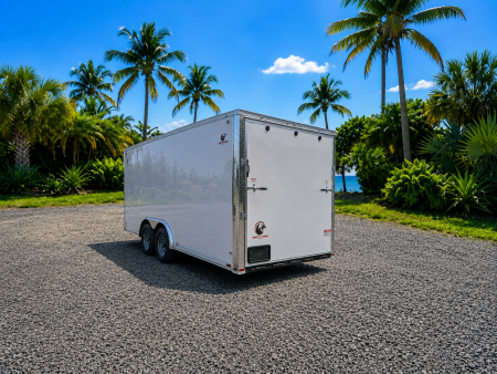 New 2026 8.5x20 Tandem Axle Enclosed Trailer | 12" Extra Height | Flat Front | White