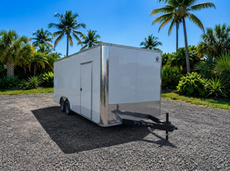 New 2026 8.5x20 Tandem Axle Enclosed Trailer | 12" Extra Height | Flat Front | White