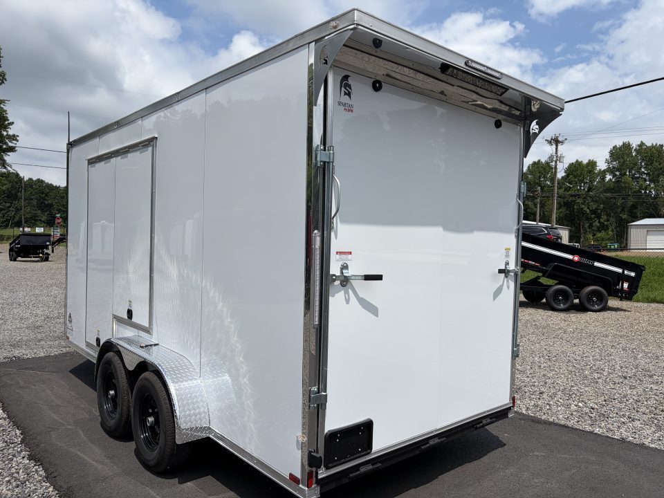 New 2027 Spartan 7X16 Pro Race Trailer, 7' 6" Interior, SXS/Golf Cart Escape Door, PolyCor, StableDeck