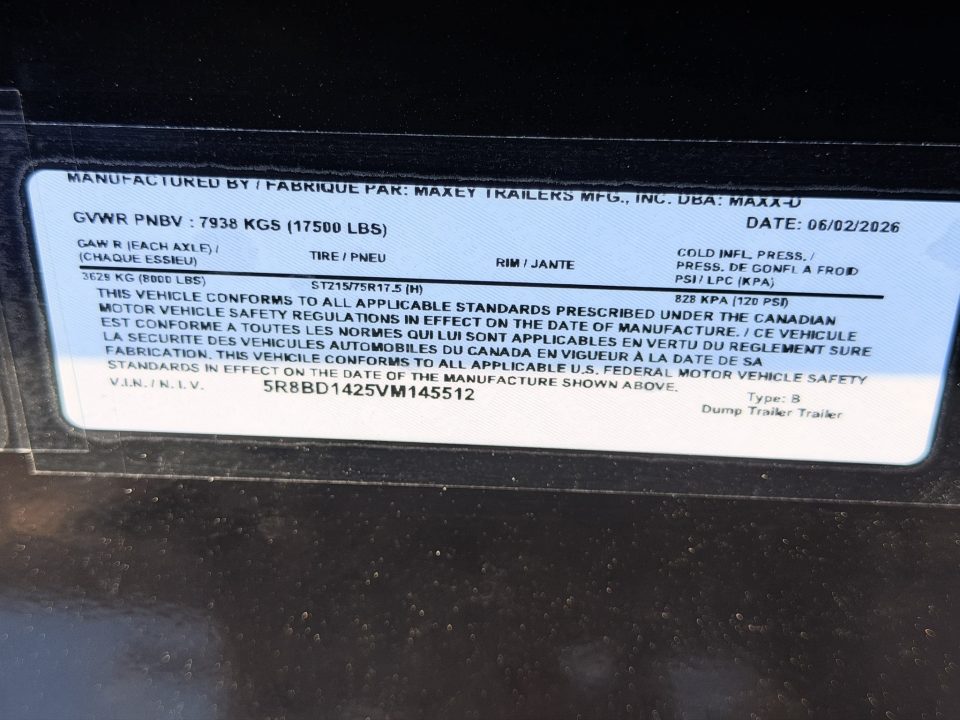 New 2027 MAXD 7-14 Dump 8K Axles