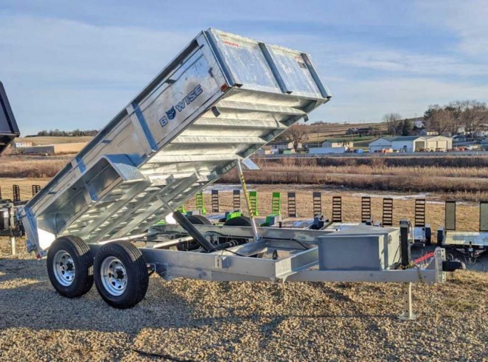 New 2027 BWISE 6'9" x 12 Lo Pro Equipment Dump Trailer - GALVANIZED