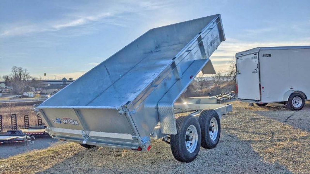 New 2027 BWISE 6'9" x 12 Lo Pro Equipment Dump Trailer - GALVANIZED
