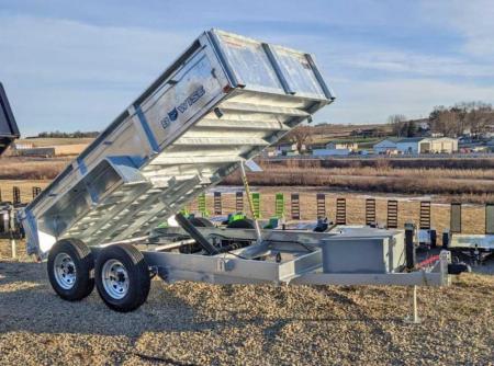 New 2027 BWISE 6'9  x 12 Lo Pro Equipment Dump Trailer - GALVANIZED