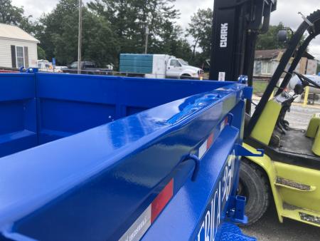 New 2027 Iron Bull DWB8314072 America 250 Series Dump Trailer /Hyd Jack / Wireless Remote / Solar Panel / 36" High Sides / 2-7k Electric Brake Axles / tarp / Alum Ramps / Combo Gate / Powder Coat Blue