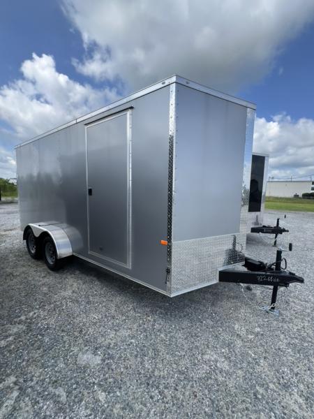 New 2027 Rock Solid Cargo 7x16 Tandem Axle Enclosed Cargo Trailer – White Polycore Exterior