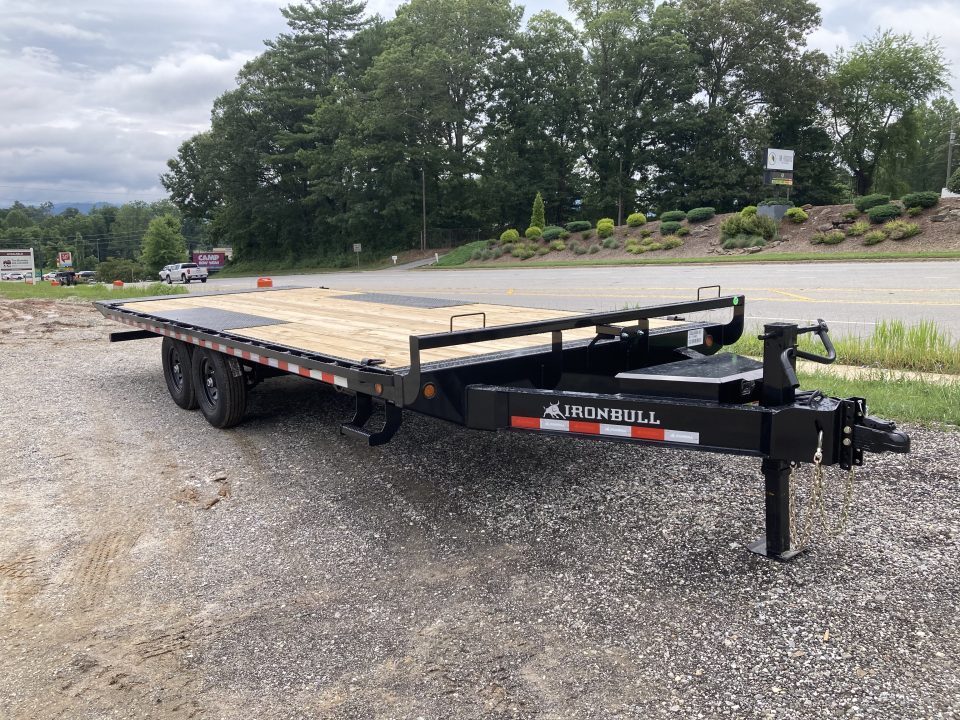 New 2027 IRON BULL Power Tilt Trailer / 102" Wide x 22' Long / 2-7,000# Electric Brake Axles / Dual Tilt Cylinders