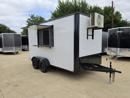 New 2026 New 7x14 TA Screwless Vending Enclosed Trailer | Blackout | Spoiler Package | 50 AMP Electric Pkg. w/Mini Split & Sink Pkg. | .08 Polycor | Dexter Axles | 1184