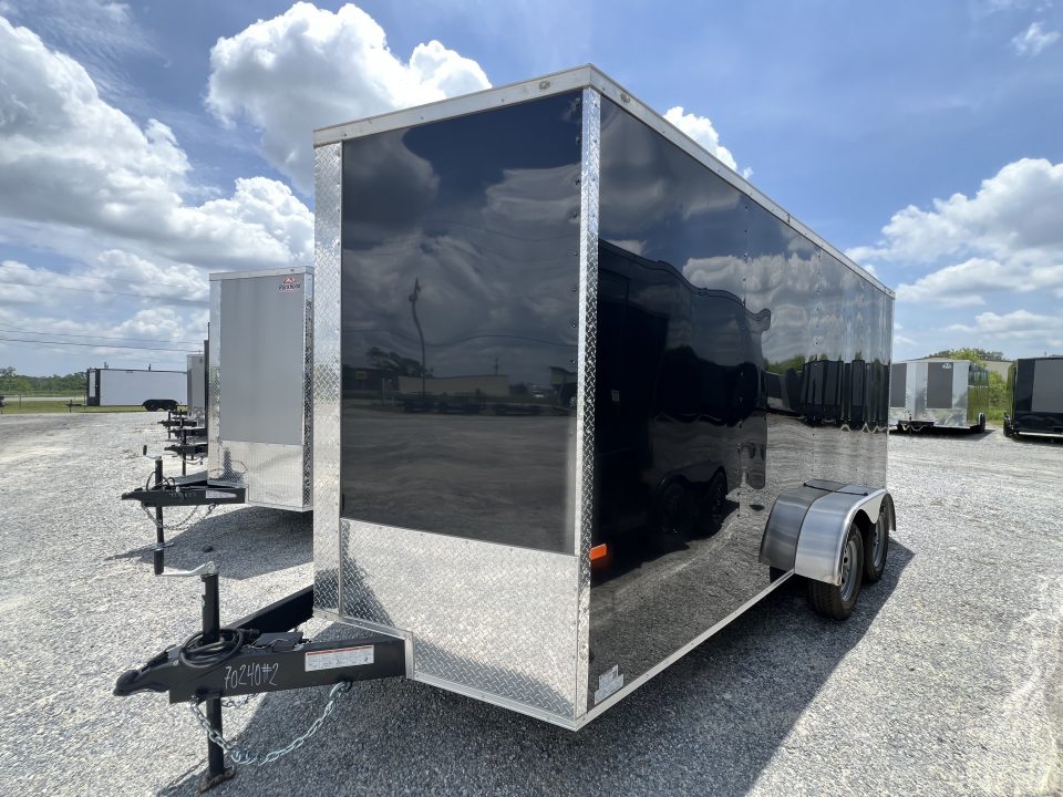 New 2027 Rock Solid Cargo 7x16 Tandem Axle Enclosed Cargo Trailer For Sale – Black Polycore Exterior